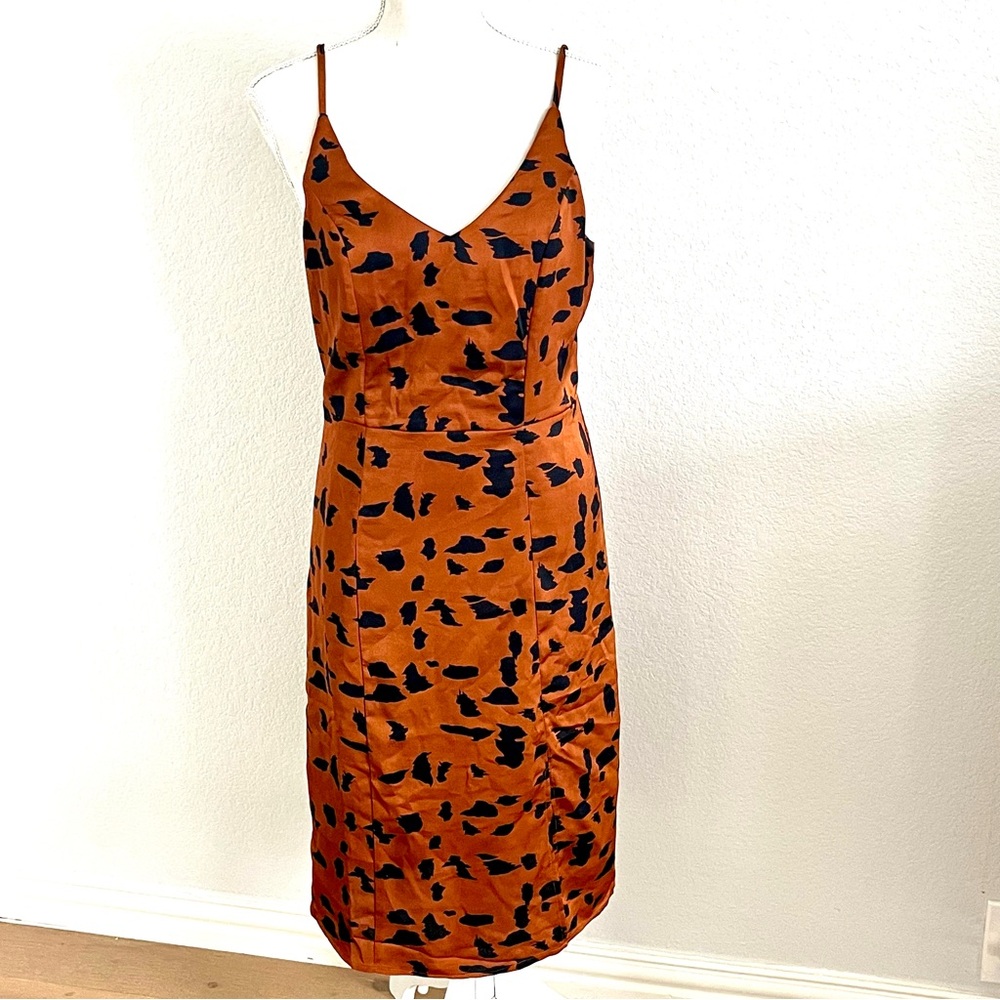 She + Sky Brown and Black Midi Dress
